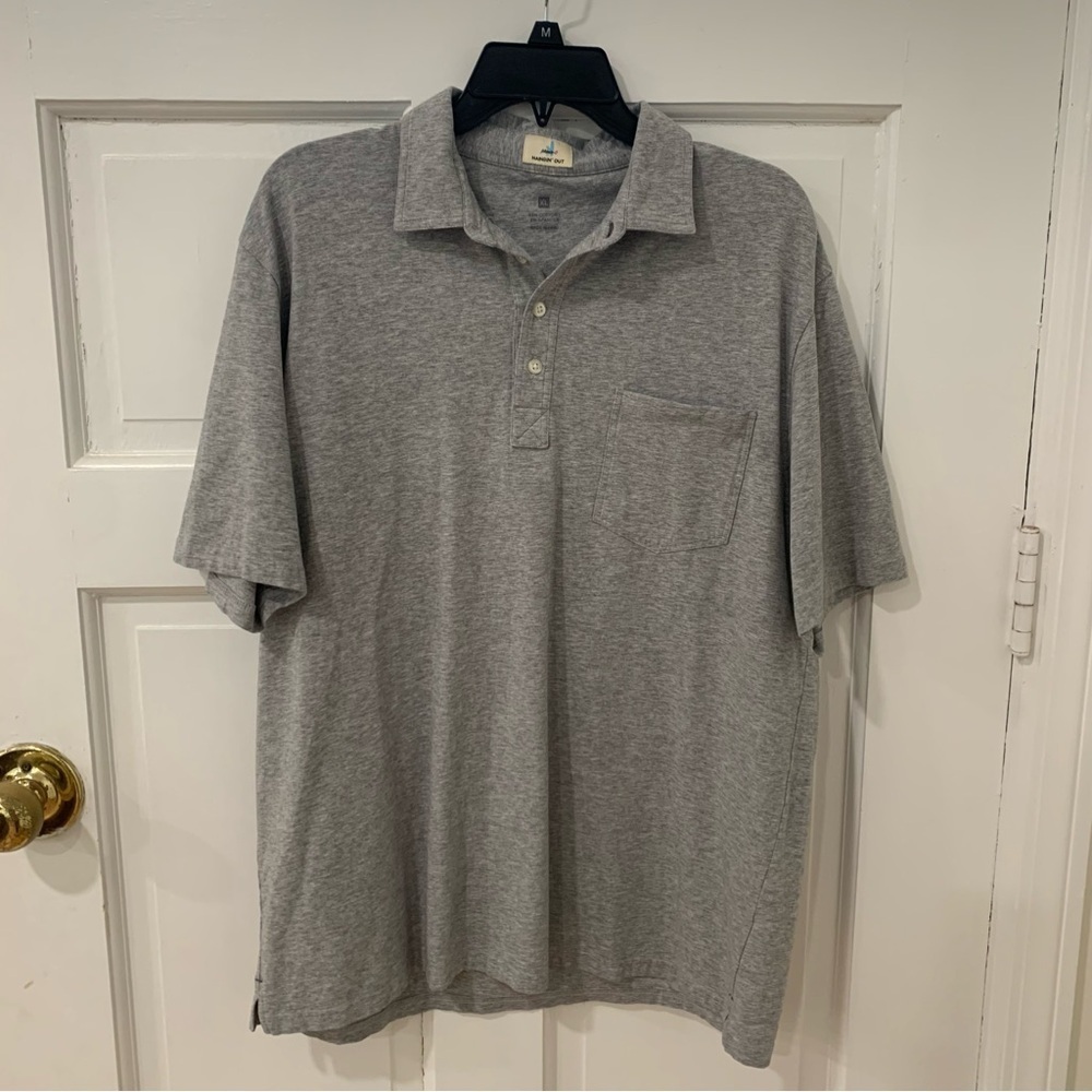 Johnnie-o Mens Hangin’ Out Cotton Polo Heather Gray Size XL Casual‎